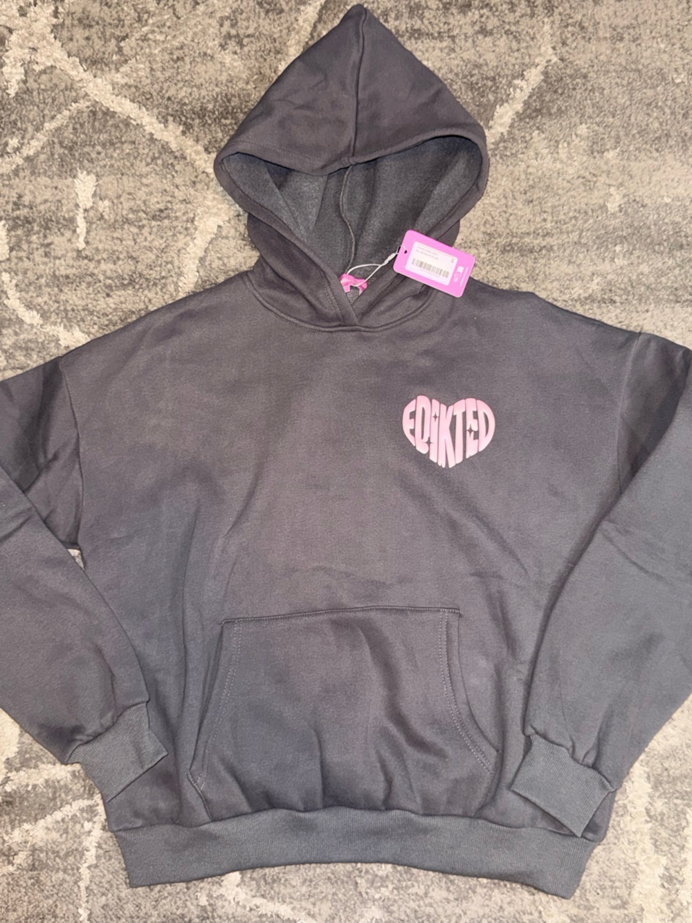 Edikted Major Love Gray Pink Hoodie S NWT
